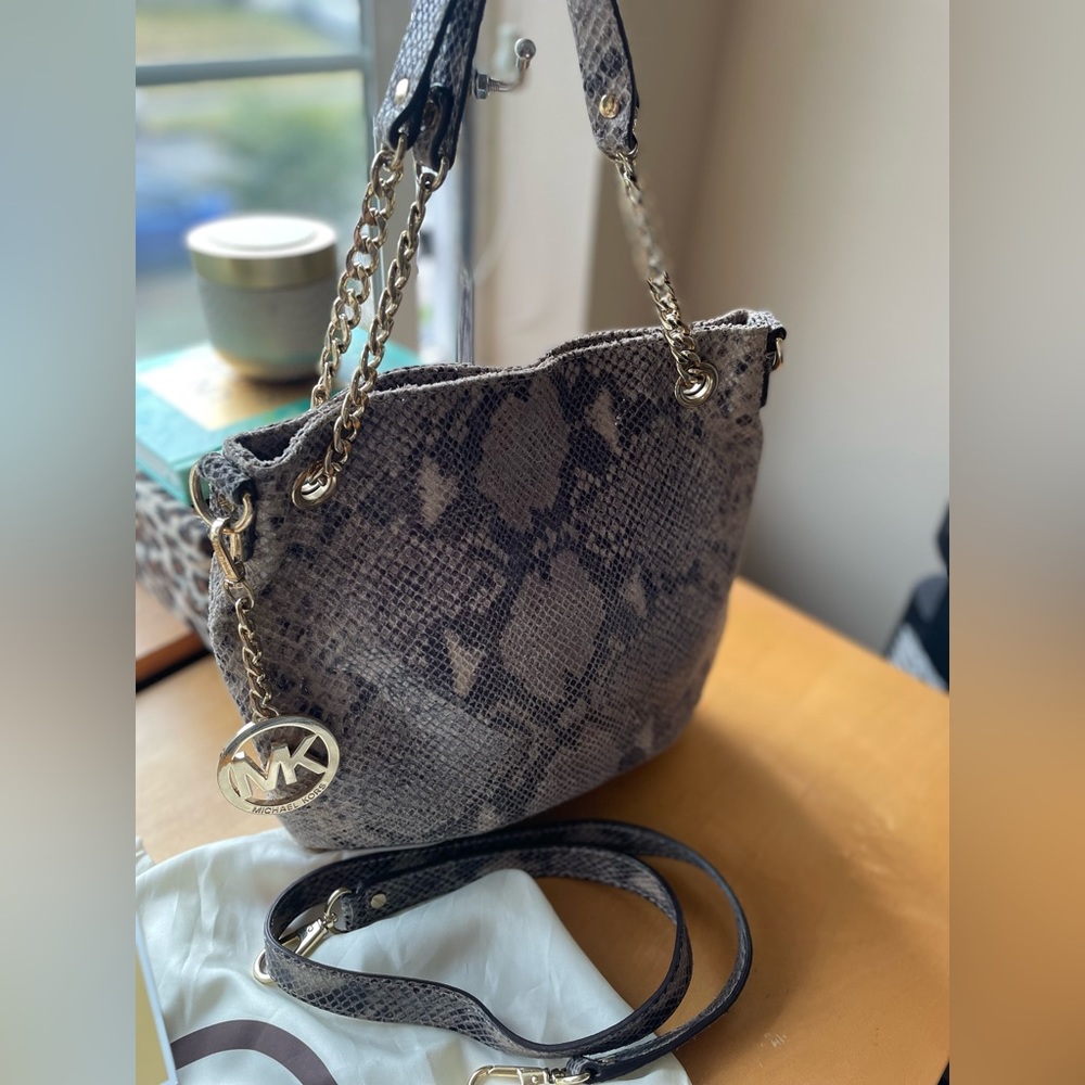 Michael Kors Fulton Shoulder Tote In Python Embos… - image 1